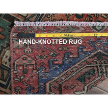 Load image into Gallery viewer, 2&#39;x7&#39;9&quot; Rust Red, Vintage Persian Karajeh Heriz With Geometric Medallions Design, Hand Knotted, 100% Wool, Distressed, Shaved Down, Zero Pile, Sides And Ends Professionally Secured, Narrow Runner, Oriental Rug FWR5040