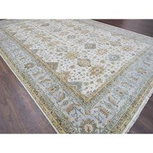 Load image into Gallery viewer, 11&#39;10&quot;x17&#39;10&quot; Ivory And Gray, Pure Wool Hand Knotted, Karajeh Design With Tribal Medallions, Oversized Oriental Rug FWR504702