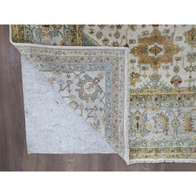 Load image into Gallery viewer, 11&#39;10&quot;x17&#39;10&quot; Ivory And Gray, Pure Wool Hand Knotted, Karajeh Design With Tribal Medallions, Oversized Oriental Rug FWR504702