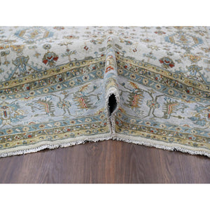 11'10"x17'10" Ivory And Gray, Pure Wool Hand Knotted, Karajeh Design With Tribal Medallions, Oversized Oriental Rug FWR504702