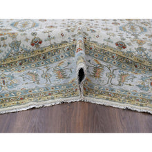 Load image into Gallery viewer, 11&#39;10&quot;x17&#39;10&quot; Ivory And Gray, Pure Wool Hand Knotted, Karajeh Design With Tribal Medallions, Oversized Oriental Rug FWR504702