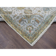Load image into Gallery viewer, 11&#39;10&quot;x17&#39;10&quot; Ivory And Gray, Pure Wool Hand Knotted, Karajeh Design With Tribal Medallions, Oversized Oriental Rug FWR504702