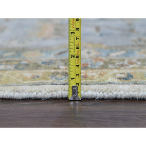11'10"x17'10" Ivory And Gray, Pure Wool Hand Knotted, Karajeh Design With Tribal Medallions, Oversized Oriental Rug FWR504702