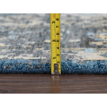 Load image into Gallery viewer, 8&#39;10&quot;x11&#39;10&quot; Denim Blue, Broken and Erased Persian Geometric Medallions Design with Soft Color Palettes, Densely Woven, Pure Wool, Hand Knotted, Oriental Rug FWR504768