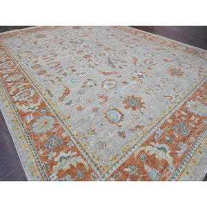 14'x18'1" Light Gray, Oushak Design, Supple Collection Thick And Plush, Soft Wool Hand Knotted, Oversized Oriental Rug FWR504780