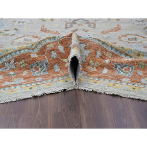 14'x18'1" Light Gray, Oushak Design, Supple Collection Thick And Plush, Soft Wool Hand Knotted, Oversized Oriental Rug FWR504780