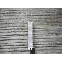 Load image into Gallery viewer, 10&#39;x14&#39; Taupe, Modern Textured And Variegated Line Design, Wool And Plant Based Silk, Hand Loomed, Oriental Rug FWR504990