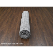 Load image into Gallery viewer, 12&#39;1&quot;x15&#39;1&quot; Black and Ivory, Modern Textured and Variegated Line Design, Wool and Plant Based Silk, Hand Loomed, Oversized Oriental Rug FWR505008