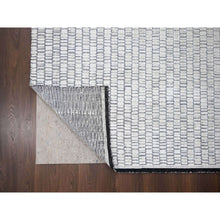 Load image into Gallery viewer, 12&#39;4&quot;x15&#39; Ivory and Black, Modern Textured and Roman Floor Design, Wool and Plant Based Silk, Hand Loomed Oversized Oriental Rug FWR505020