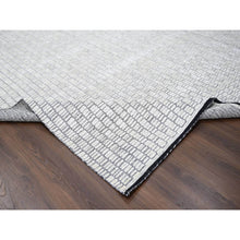 Load image into Gallery viewer, 12&#39;4&quot;x15&#39; Ivory and Black, Modern Textured and Roman Floor Design, Wool and Plant Based Silk, Hand Loomed Oversized Oriental Rug FWR505020