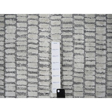 Load image into Gallery viewer, 12&#39;4&quot;x15&#39; Ivory and Black, Modern Textured and Roman Floor Design, Wool and Plant Based Silk, Hand Loomed Oversized Oriental Rug FWR505020
