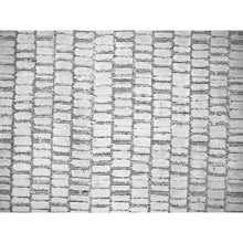 Load image into Gallery viewer, 12&#39;4&quot;x15&#39; Ivory and Black, Modern Textured and Roman Floor Design, Wool and Plant Based Silk, Hand Loomed Oversized Oriental Rug FWR505020