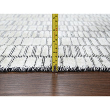 Load image into Gallery viewer, 12&#39;4&quot;x15&#39; Ivory and Black, Modern Textured and Roman Floor Design, Wool and Plant Based Silk, Hand Loomed Oversized Oriental Rug FWR505020