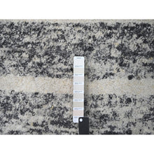 Load image into Gallery viewer, 10&#39;3&quot;x14&#39;1&quot; Black and Ivory, Modern Striae Design, Thick and Plush, Organic Undyed Wool, Hand Knotted, Oriental Rug FWR505098