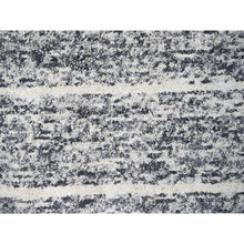 Load image into Gallery viewer, 10&#39;3&quot;x14&#39;1&quot; Black and Ivory, Modern Striae Design, Thick and Plush, Organic Undyed Wool, Hand Knotted, Oriental Rug FWR505098