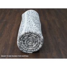 Load image into Gallery viewer, 10&#39;3&quot;x14&#39;1&quot; Black And Ivory, Modern Striae Design, Thick And Plush, Organic Undyed Wool, Hand Knotted, Oriental Rug FWR505098