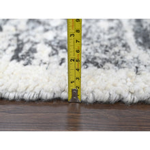 Load image into Gallery viewer, 10&#39;3&quot;x14&#39;1&quot; Black and Ivory, Modern Striae Design, Thick and Plush, Organic Undyed Wool, Hand Knotted, Oriental Rug FWR505098