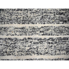 Load image into Gallery viewer, 12&#39;x14&#39;9&quot; Black And Ivory, Modern Striae Design, Hand Knotted, Plush Pile, Densely Woven, Organic Undyed Wool, Oversized Oriental Rug FWR505104