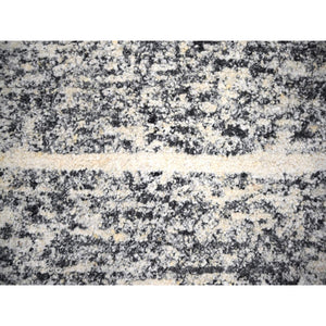 12'4"x18' Black And Ivory, Modern Striae Design, Thick And Plush, Organic Undyed Wool, Hand Knotted, Oversized Oriental Rug FWR505110