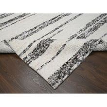 Load image into Gallery viewer, 8&#39;x9&#39;9&quot; Dark Brown And Ivory, Striae Design, Thick And Plush, Organic Undyed Wool, Hand Knotted, Oriental Rug FWR505116