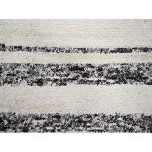 Load image into Gallery viewer, 8&#39;x9&#39;9&quot; Dark Brown And Ivory, Striae Design, Thick And Plush, Organic Undyed Wool, Hand Knotted, Oriental Rug FWR505116