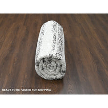 Load image into Gallery viewer, 8&#39;x9&#39;9&quot; Dark Brown And Ivory, Striae Design, Thick And Plush, Organic Undyed Wool, Hand Knotted, Oriental Rug FWR505116