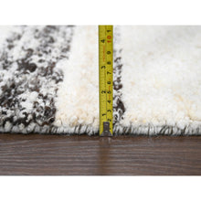 Load image into Gallery viewer, 8&#39;x9&#39;9&quot; Dark Brown And Ivory, Striae Design, Thick And Plush, Organic Undyed Wool, Hand Knotted, Oriental Rug FWR505116