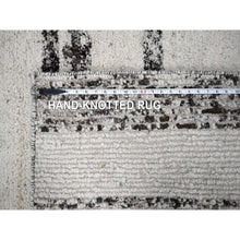 Load image into Gallery viewer, 8&#39;x9&#39;9&quot; Dark Brown And Ivory, Striae Design, Thick And Plush, Organic Undyed Wool, Hand Knotted, Oriental Rug FWR505116