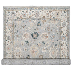 12'x17'10" Light Gray, Oushak with All Over Design Supple Collection, Thick and Plush, Extra Soft Wool, Hand Knotted, Oversized Oriental Rug FWR505122