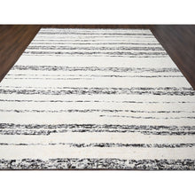 Load image into Gallery viewer, 12&#39;2&quot;x14&#39;9&quot; Dark Brown And Ivory, Striae Design, Thick And Plush, Organic Undyed Wool, Hand Knotted, Oversized Oriental Rug FWR505146