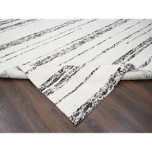 Load image into Gallery viewer, 12&#39;2&quot;x14&#39;9&quot; Dark Brown And Ivory, Striae Design, Thick And Plush, Organic Undyed Wool, Hand Knotted, Oversized Oriental Rug FWR505146