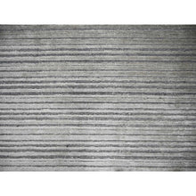 Load image into Gallery viewer, 10&#39;x14&#39; Taupe And Black, Modern Textured And Variegated Line Design, Wool And Plant Based Silk, Hand Loomed, Oriental Rug FWR505176