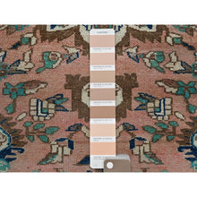 Load image into Gallery viewer, 2&#39;x9&#39; Salmon Pink, Vintage Persian Heriz, Hand Knotted, 100% Wool, Sheared Low, Zero Pile, Good Condition, Sides And Ends Professionally Secured, Fragment, Narrow Runner, Oriental Rug FWR5046