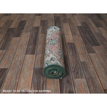 Load image into Gallery viewer, 2&#39;x9&#39; Salmon Pink, Vintage Persian Heriz, Hand Knotted, 100% Wool, Sheared Low, Zero Pile, Good Condition, Sides and Ends Professionally Secured, Fragment, Narrow Runner, Oriental Rug 41 FWR5046