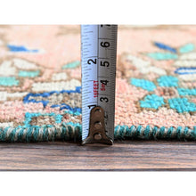 Load image into Gallery viewer, 2&#39;x9&#39; Salmon Pink, Vintage Persian Heriz, Hand Knotted, 100% Wool, Sheared Low, Zero Pile, Good Condition, Sides And Ends Professionally Secured, Fragment, Narrow Runner, Oriental Rug FWR5046