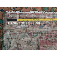 Load image into Gallery viewer, 2&#39;x9&#39; Salmon Pink, Vintage Persian Heriz, Hand Knotted, 100% Wool, Sheared Low, Zero Pile, Good Condition, Sides And Ends Professionally Secured, Fragment, Narrow Runner, Oriental Rug FWR5046