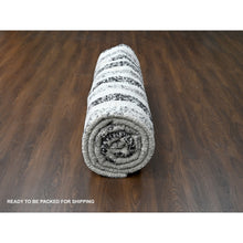 Load image into Gallery viewer, 12&#39;x14&#39;9&quot;, Black And Ivory, Modern Erased Column Design, Thick And Plush, Organic Undyed Wool, Hand Knotted, Oversized Oriental Rug FWR505242