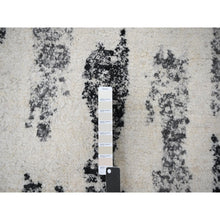 Load image into Gallery viewer, 12&#39;x17&#39;9&quot; Black And Ivory, Modern Erased Column Design Thick And Plush, Organic Undyed Wool Hand Knotted, Oversized Oriental Rug FWR505248