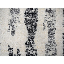 Load image into Gallery viewer, 12&#39;x17&#39;9&quot; Black And Ivory, Modern Erased Column Design Thick And Plush, Organic Undyed Wool Hand Knotted, Oversized Oriental Rug FWR505248