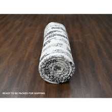 Load image into Gallery viewer, 12&#39;x17&#39;9&quot; Black And Ivory, Modern Erased Column Design Thick And Plush, Organic Undyed Wool Hand Knotted, Oversized Oriental Rug FWR505248