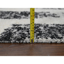 Load image into Gallery viewer, 12&#39;x17&#39;9&quot; Black And Ivory, Modern Erased Column Design Thick And Plush, Organic Undyed Wool Hand Knotted, Oversized Oriental Rug FWR505248