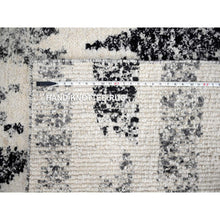 Load image into Gallery viewer, 12&#39;x17&#39;9&quot; Black And Ivory, Modern Erased Column Design Thick And Plush, Organic Undyed Wool Hand Knotted, Oversized Oriental Rug FWR505248