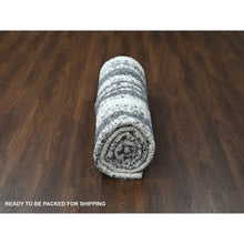 Load image into Gallery viewer, 8&#39;3&quot;x10&#39; Black and Ivory, Modern Vertical Broken Stripe Design, Plush Pile, Organic Undyed Wool, Oriental Rug FWR505254