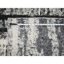 Load image into Gallery viewer, 8&#39;3&quot;x10&#39; Black and Ivory, Modern Vertical Broken Stripe Design, Plush Pile, Organic Undyed Wool, Oriental Rug FWR505254