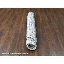 Load image into Gallery viewer, 8&#39;x8&#39; Salt and Pepper, Modern Striae Design Thick and Plush, Organic Undyed Wool Hand Knotted, Round Oriental Rug FWR505284
