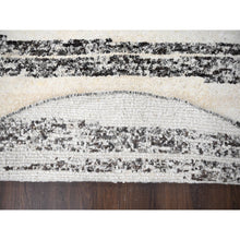 Load image into Gallery viewer, 8&#39;x8&#39; Dark Brown And Ivory, Striae Design, Thick And Plush, Organic Undyed Wool Hand Knotted, Round Oriental Rug FWR505290