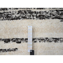 Load image into Gallery viewer, 8&#39;x8&#39; Dark Brown And Ivory, Striae Design, Thick And Plush, Organic Undyed Wool Hand Knotted, Round Oriental Rug FWR505290