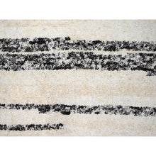 Load image into Gallery viewer, 8&#39;x8&#39; Dark Brown And Ivory, Striae Design, Thick And Plush, Organic Undyed Wool Hand Knotted, Round Oriental Rug FWR505290