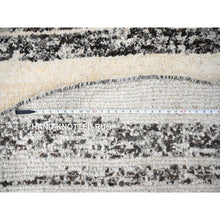 Load image into Gallery viewer, 8&#39;x8&#39; Dark Brown And Ivory, Striae Design, Thick And Plush, Organic Undyed Wool Hand Knotted, Round Oriental Rug FWR505290