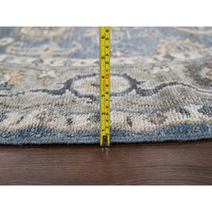 8'x8' Silver Blue, Supple Collection Plush And Lush, Natural Wool Hand Knotted, Oushak Design, Round Oriental Rug FWR505338